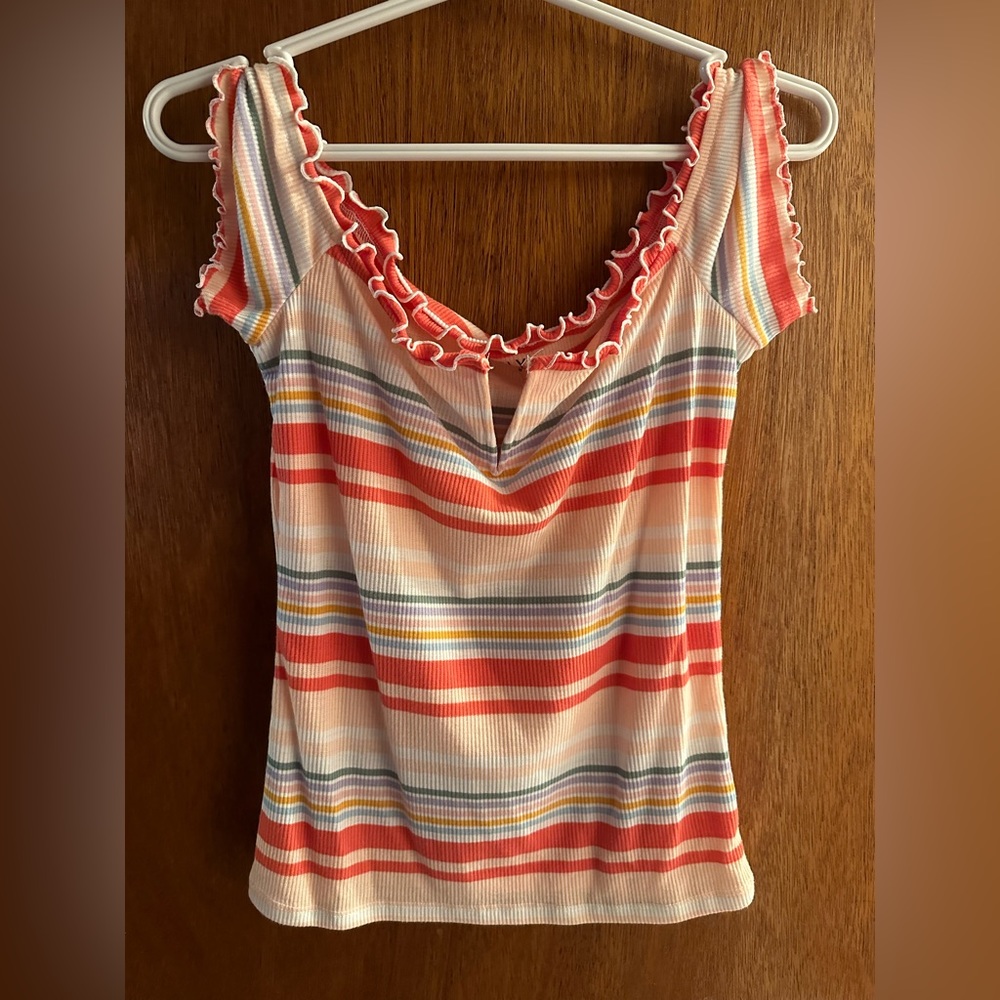 Striped off the shoulder shirt size medium